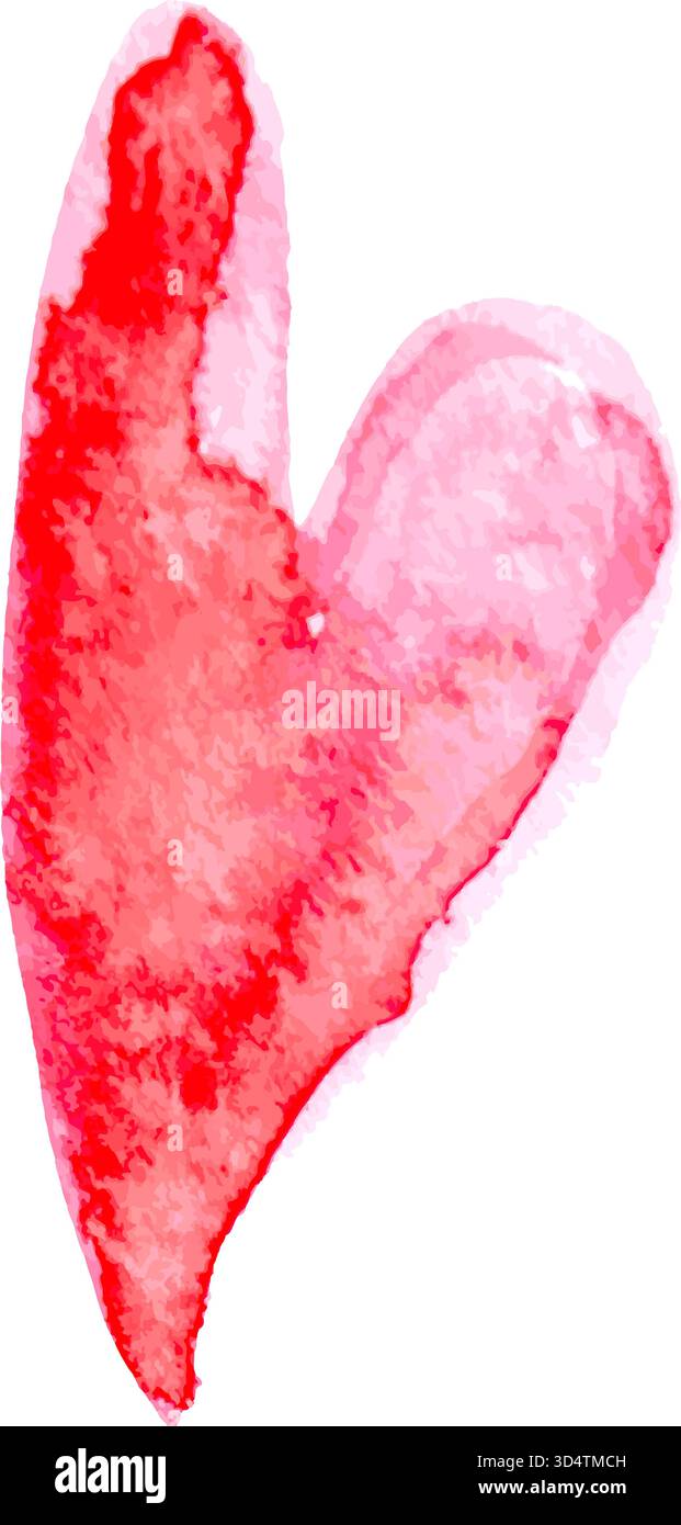 Echte Hand Gezeichnet Rot Aquarell Herz Vektor Illustration. Stock Vektor