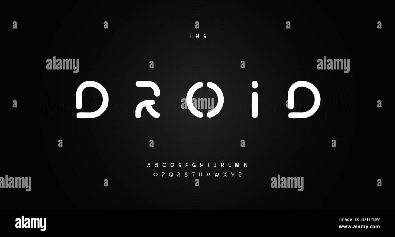 Runde futuristische Schriftart Logo Alphabet Vektor Letter Set Moderne Typografie, abgerundete Blöcke Typografie Design für Innovate Tech Industry Titel Poster Stock Vektor