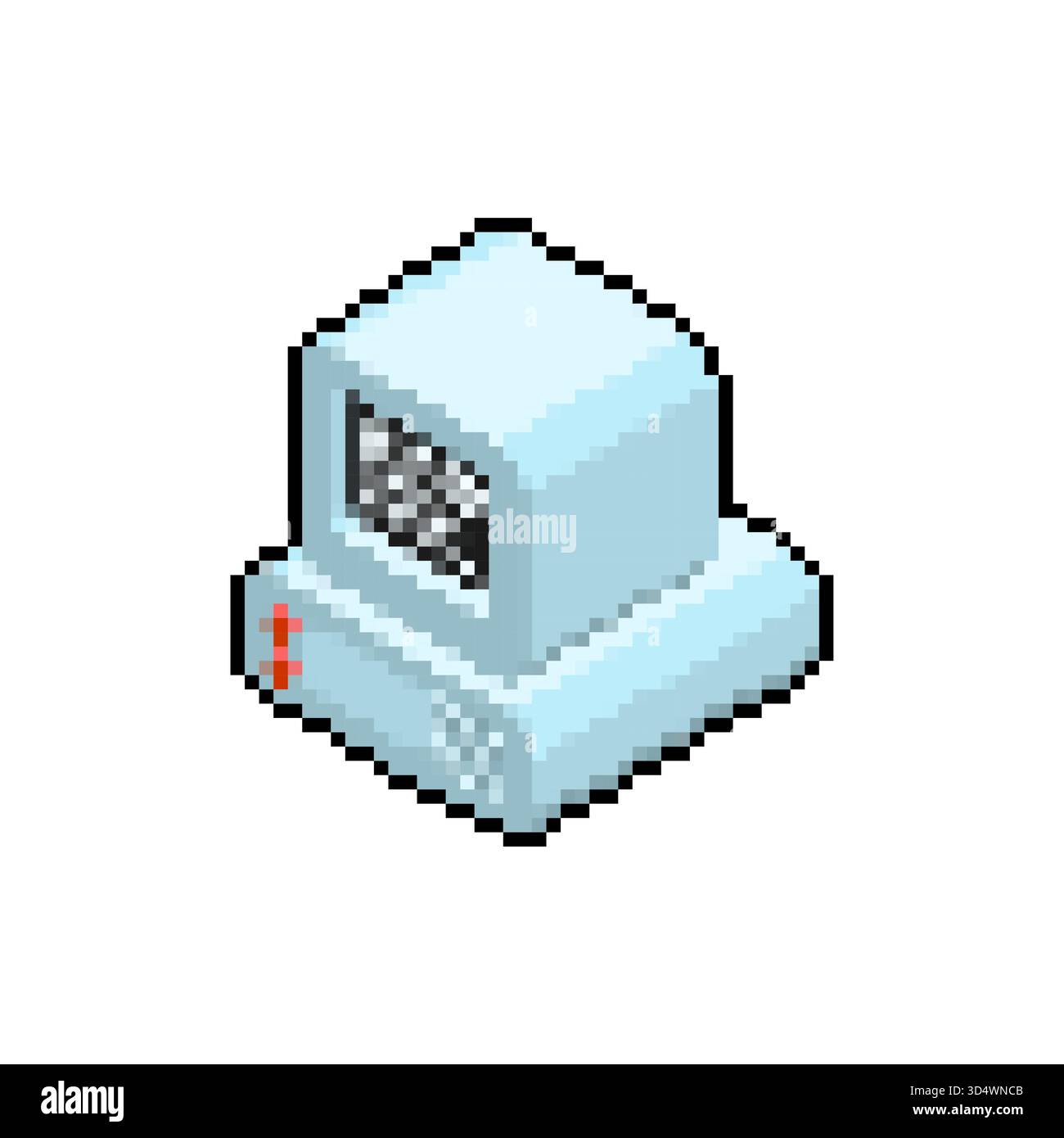 Pixelgrafik eines alten PCs (PC) mit Monitor. Repräsentiert Retro-Technologie, Computertechnik, Büroarbeit oder 8-Bit-/16-Bit-Gaming-Nostalgie. Stock Vektor