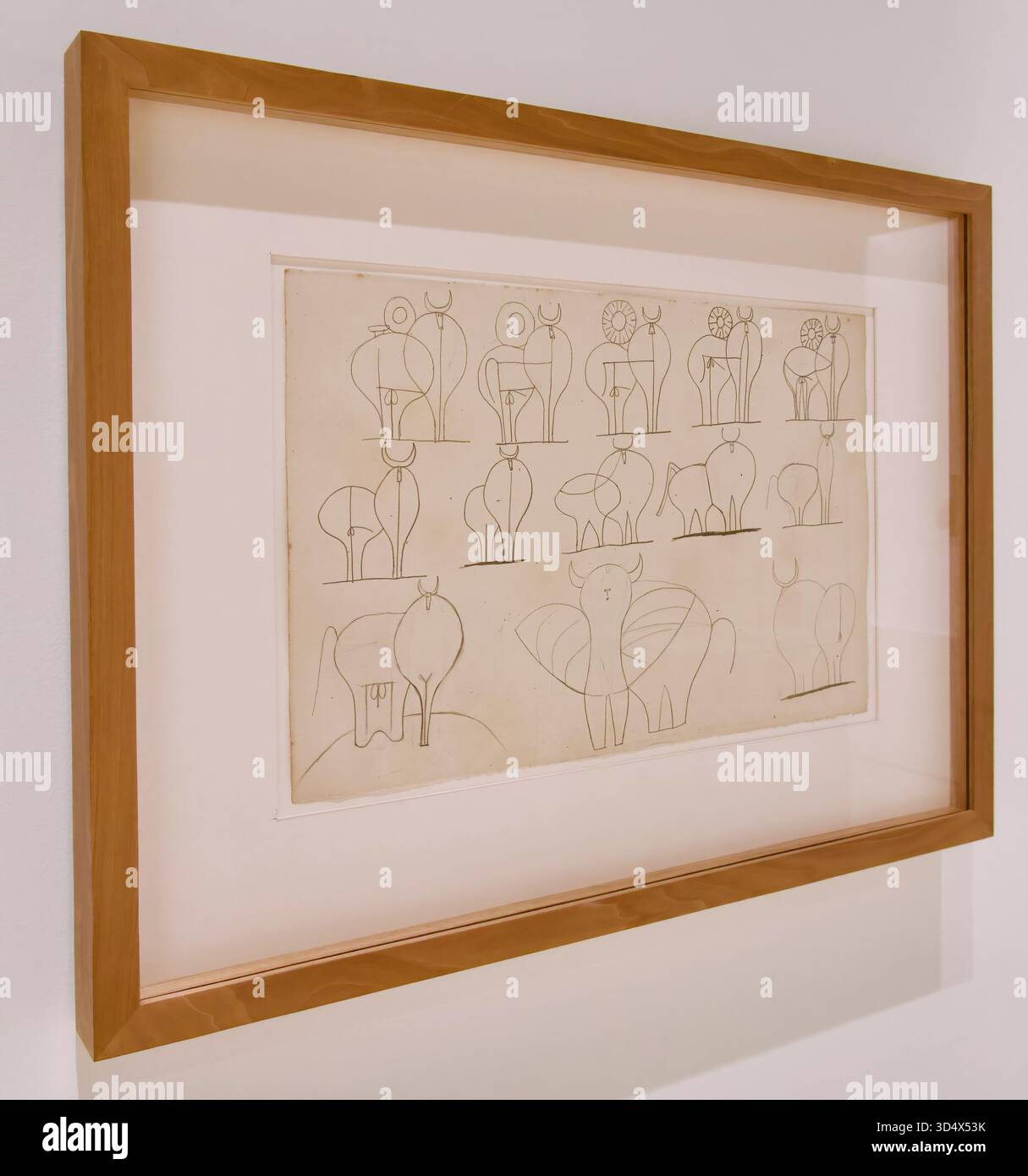 Picasso Golfe-Juan 13. September 1946 (III) Bulls Study for Ceramic Graphit on Paper, Zeichnung Museo Picasso Málaga Calle San Agustín Malaga Spanien Stockfoto