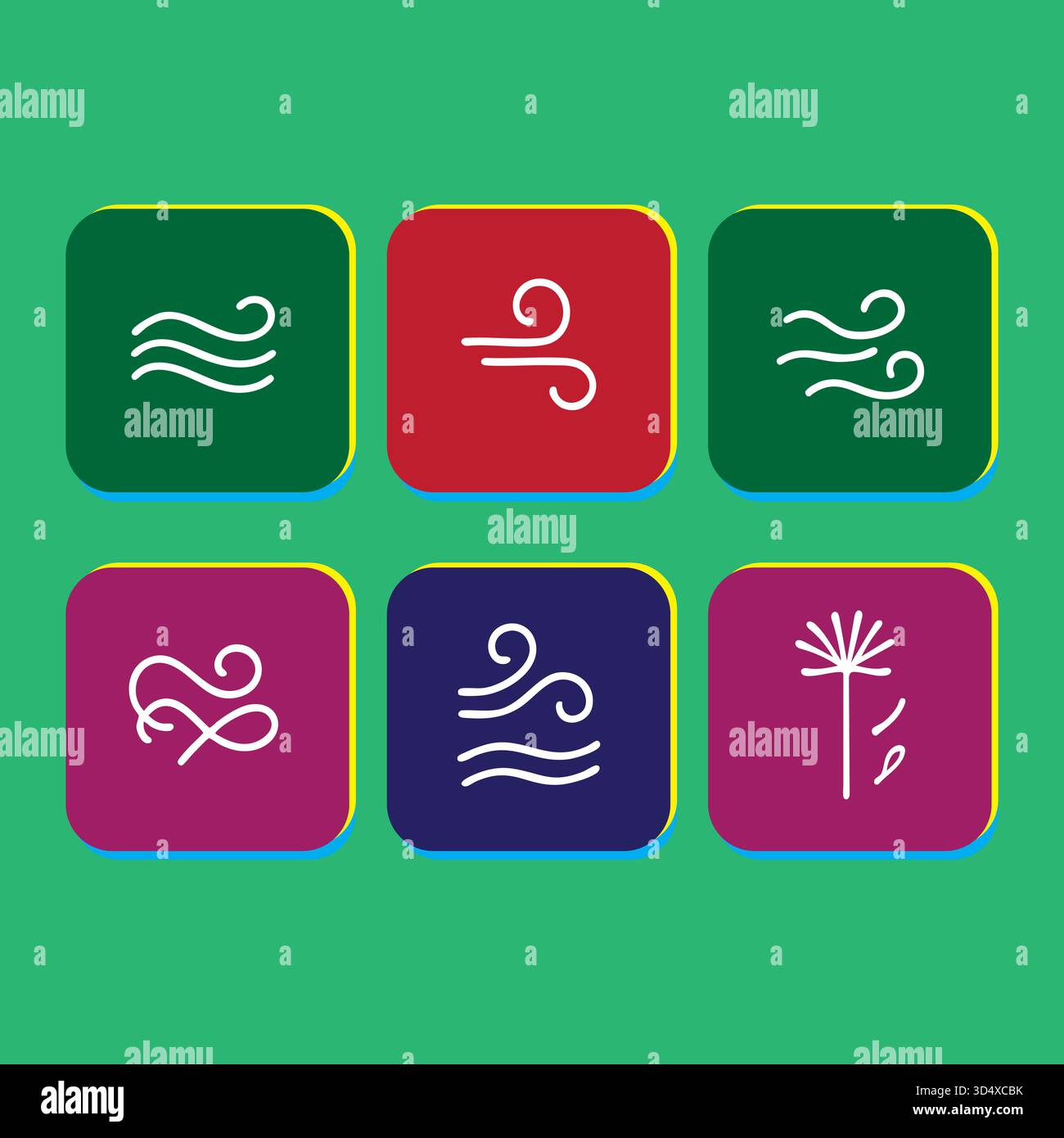 Air Element Zeichen in einer bunten quadratischen Design Sammlung Vektor Illustration Stock Vektor