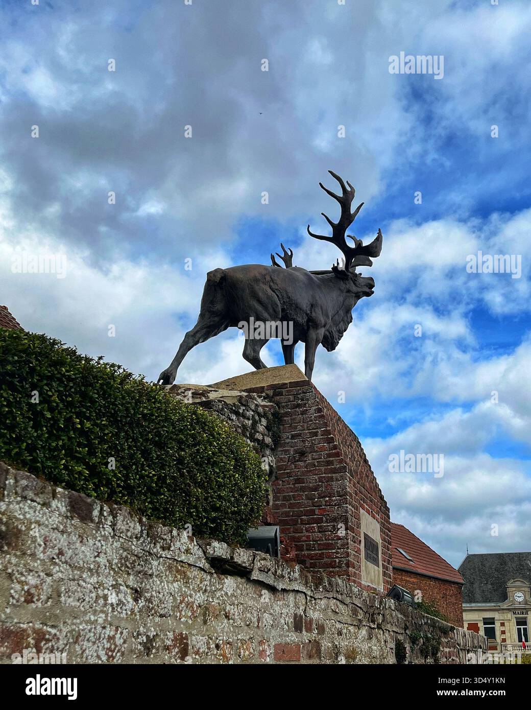 Caribou Memorial in Monchy le Preux in Nordfrankreich, zum Gedenken an das Königliche Neufundland-Regiment des Ersten Weltkriegs - Smartphone-aufgenommenes Stockfoto