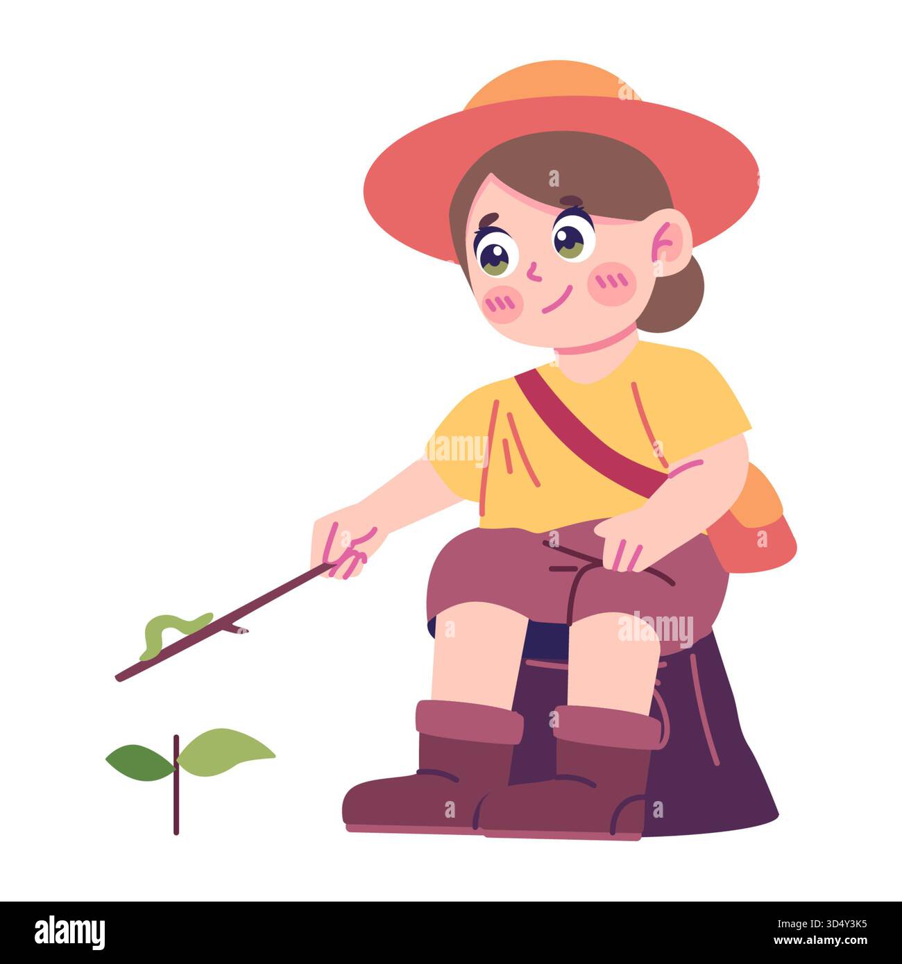 Kinder jagen Clipart kindisch flach. Perfekt für Bilderrahmen, Dekorationen, Drucke. Stockfoto