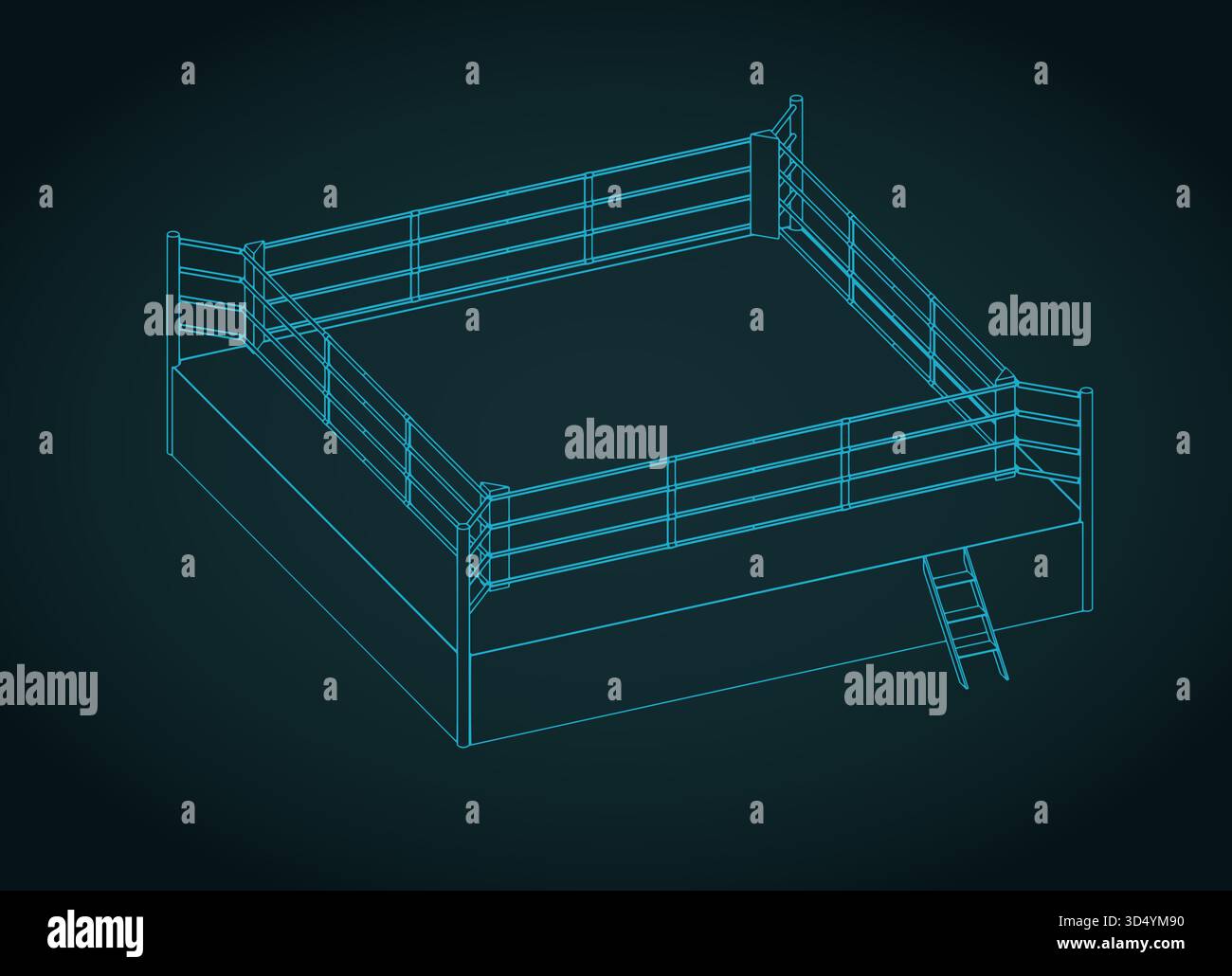 Isometrischer Entwurf des Boxrings stilisierte Vektorillustration Stock Vektor