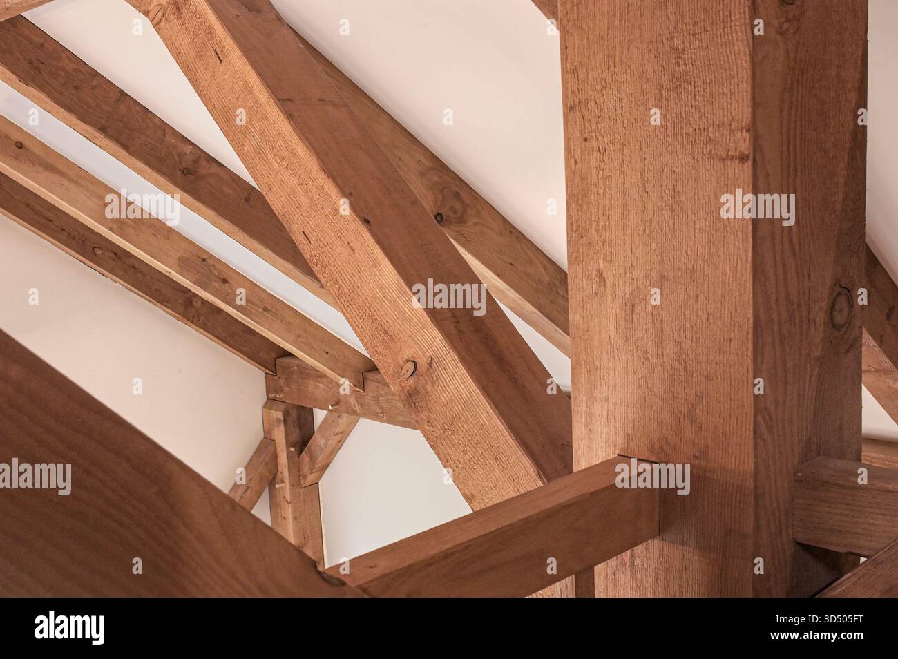 Detail der rustikalen Holzbalken Deckenausstattung, USA Stockfoto