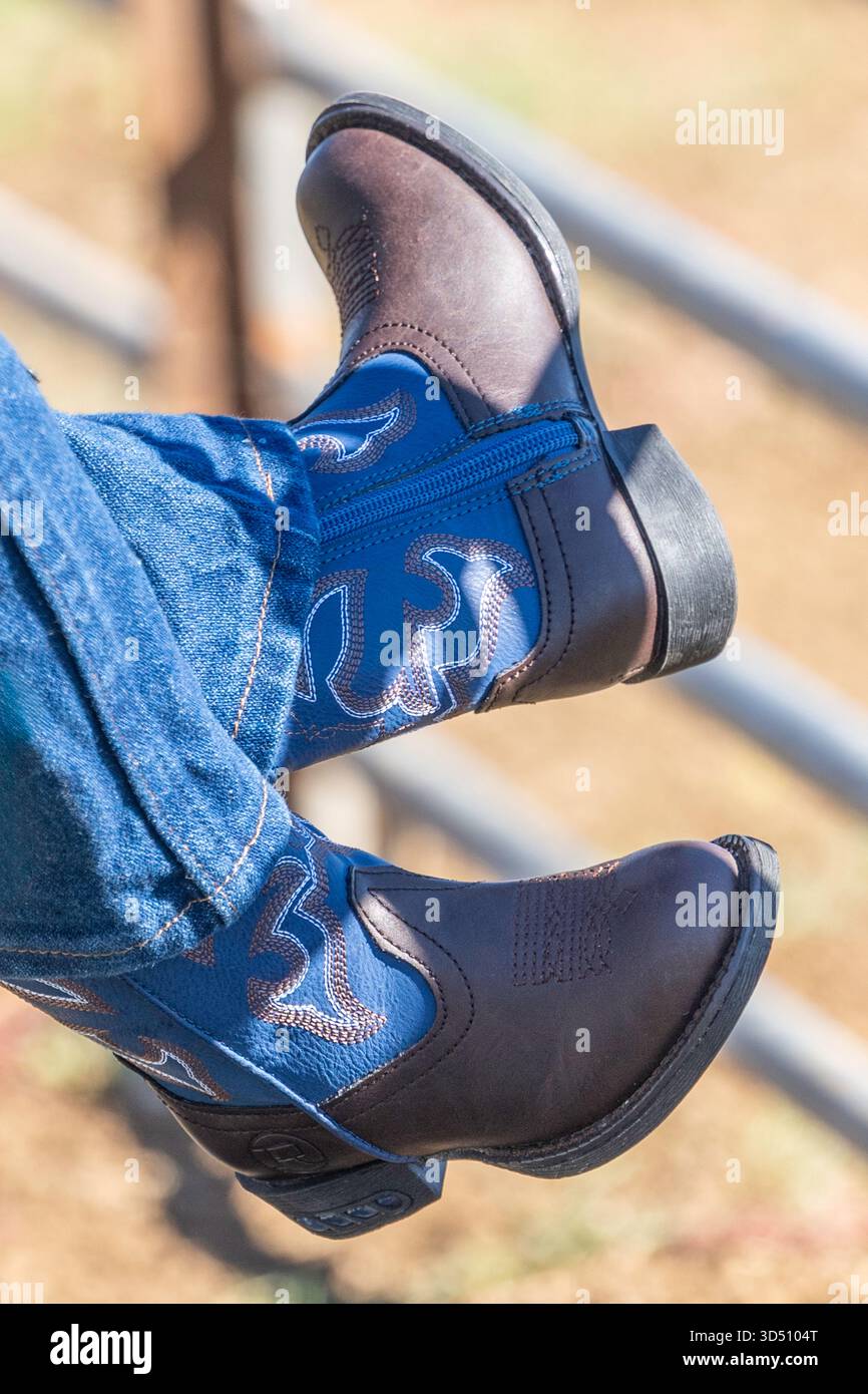 Westernstiefel, Stonehenge Rodeo, Queensland, Australien Stockfoto
