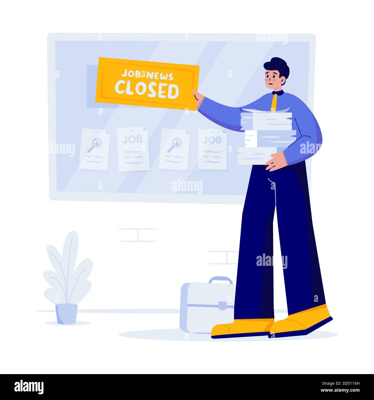 Abbildung „Offene Stellen - Geschlossene Ankündigung - Flach“ Stock Vektor