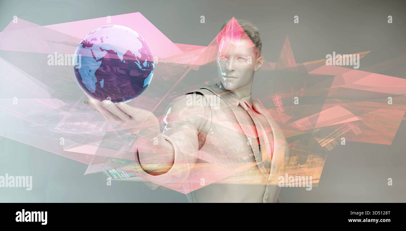 Globale Integration der Technologien als Konzept Stockfoto