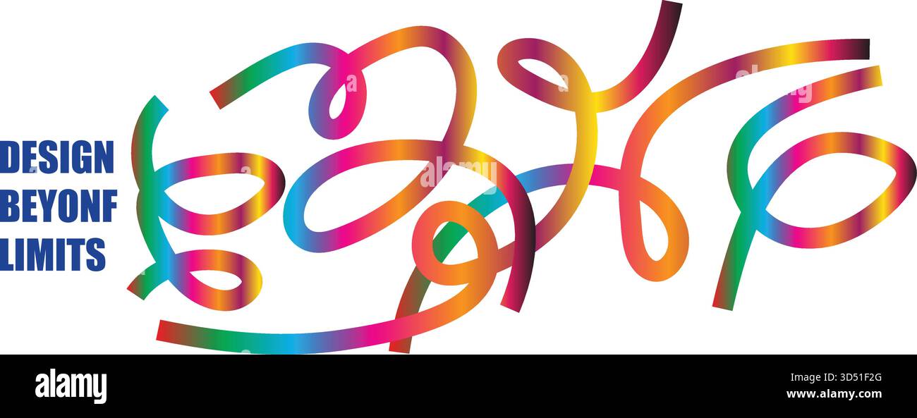 Lebendiges abstraktes Farblinienmuster mit Vektor-Regenbogenverlaufsbänder: Fließende Wellenform Designs auf weißem Hintergrund für moderne Grafikprojekte. Stock Vektor