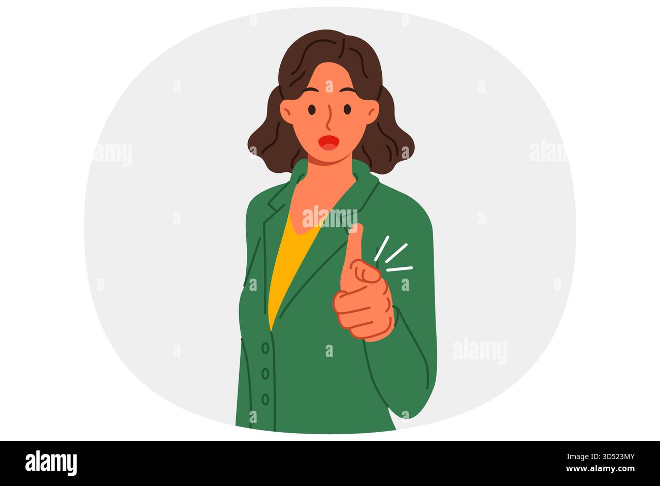 Geschäftsfrau zeigt mit dem Finger auf den Bildschirm und beschuldigt Sie, keine Maßnahmen zu ergreifen, um Erfolg im Leben zu erzielen Stock Vektor