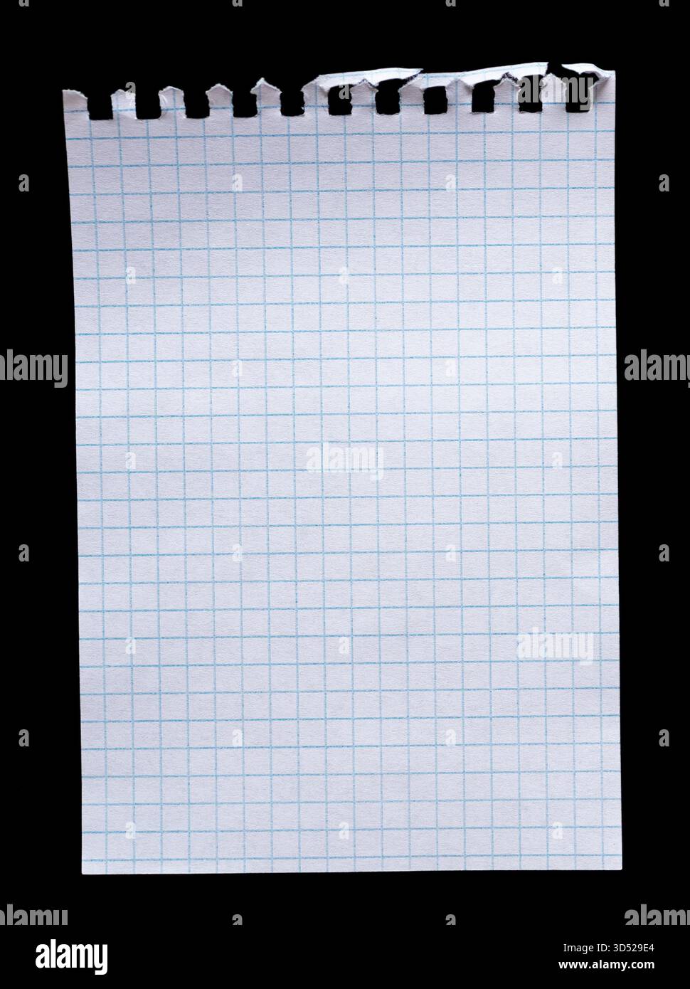 Notizbuchpapier auf schwarzem Hintergrund Stockfoto