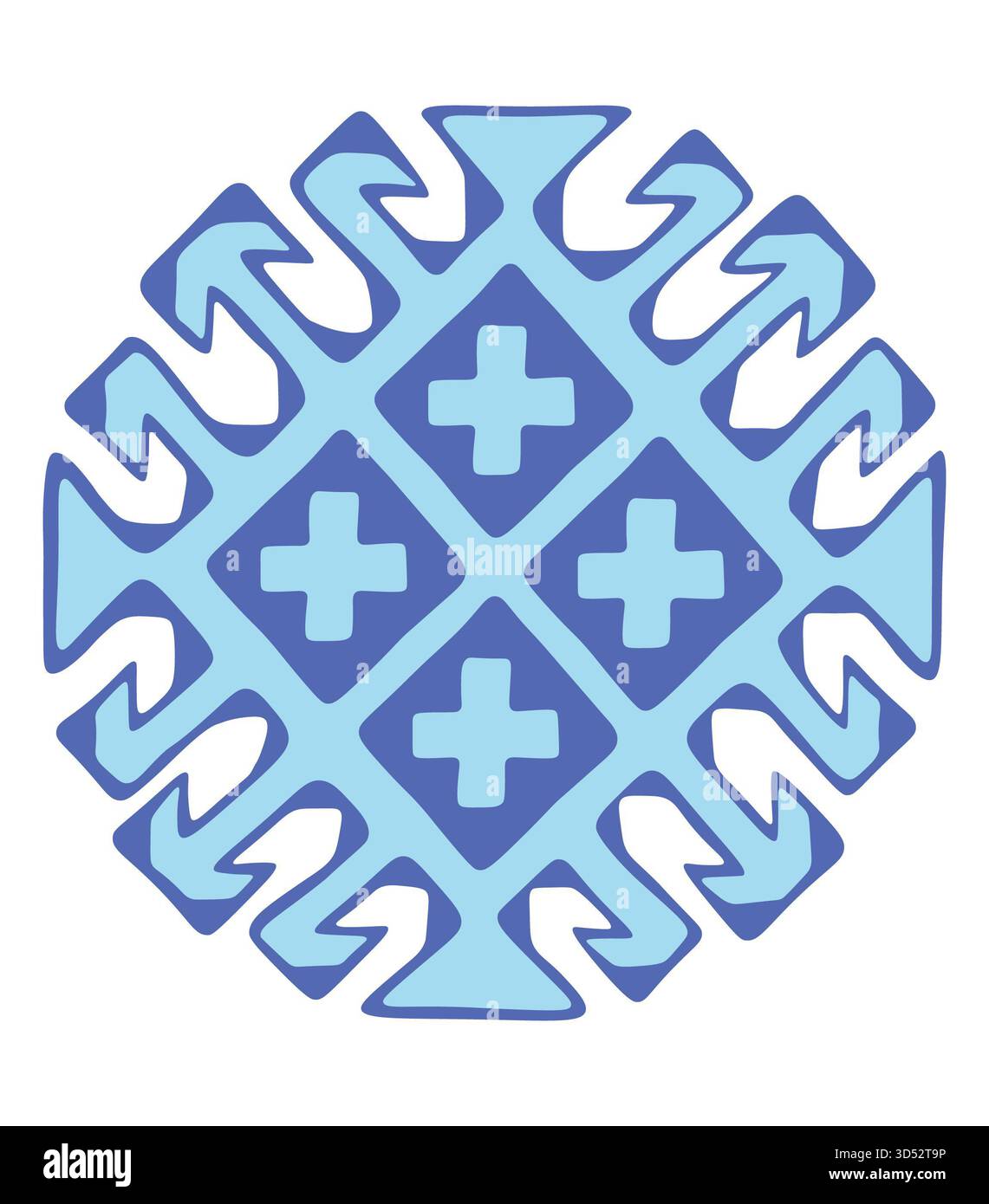 Farbenfrohe Darstellung slawischer Gottheiten und folkloristischer Motive aus dem Balkan, die kulturelle Identität, göttlichen Schutz und volkstümliche Geschichten zelebrieren. Stockfoto