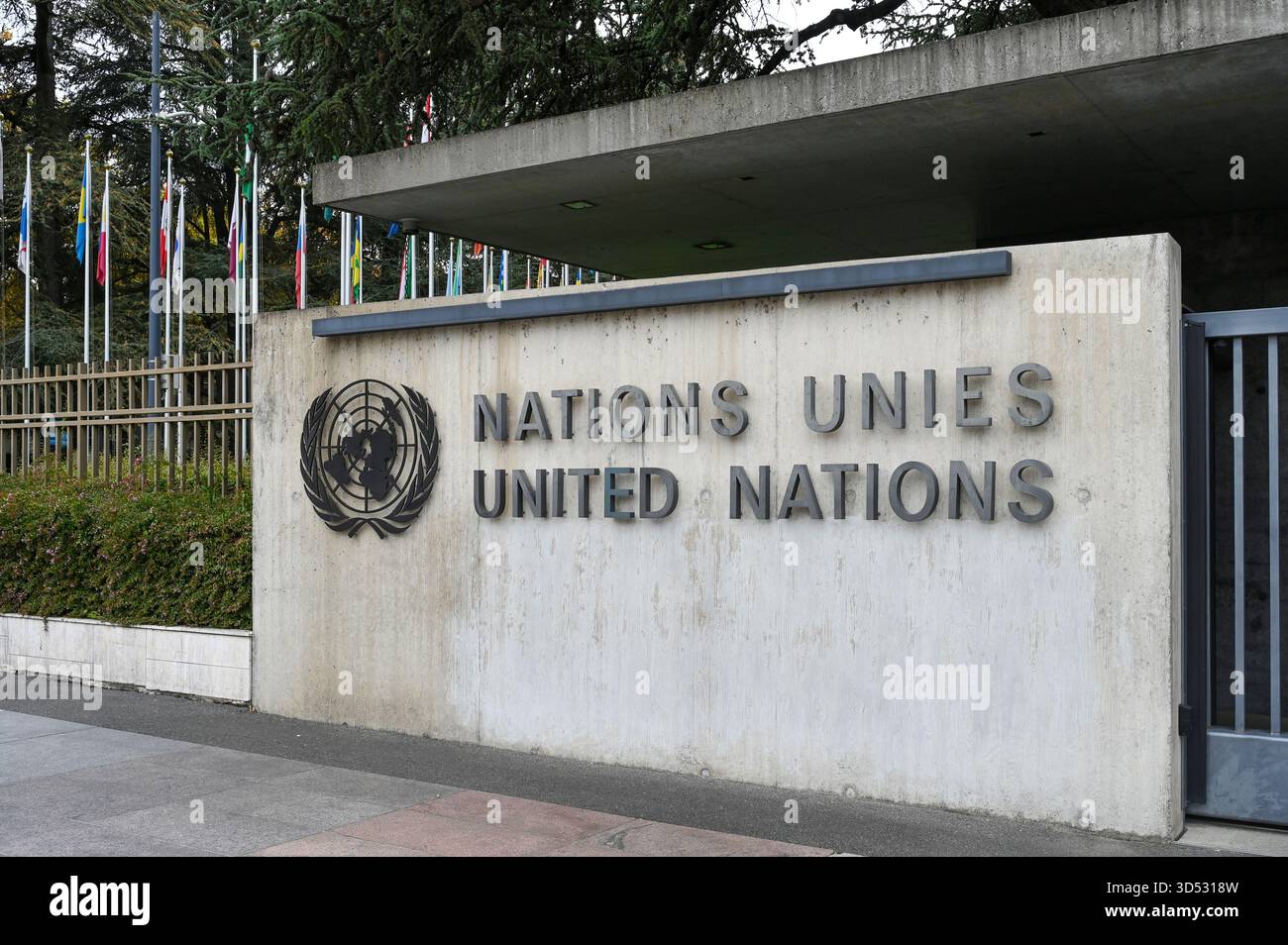 GENF - OKT 13: Das Büro der Vereinten Nationen in Genf am 13,2025. Oktober in der Schweiz Stockfoto