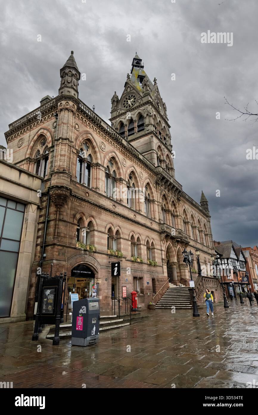 Chester Regentag. Rathaus Cherster. Stockfoto