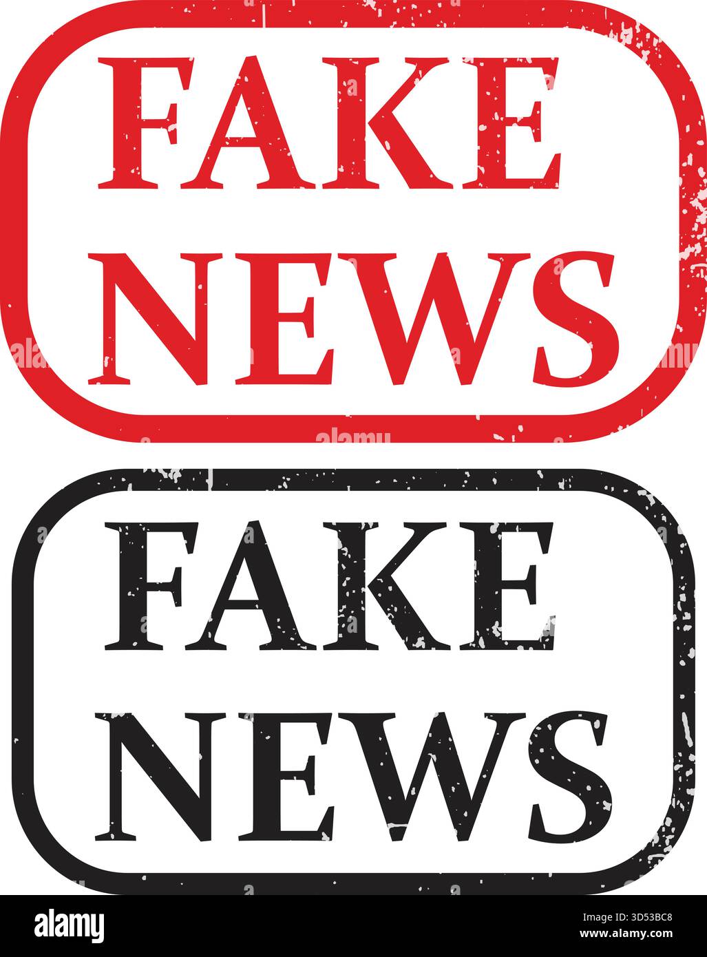 Fake News Warning Labels und Medienbewußtsein-Abzeichen Stock Vektor