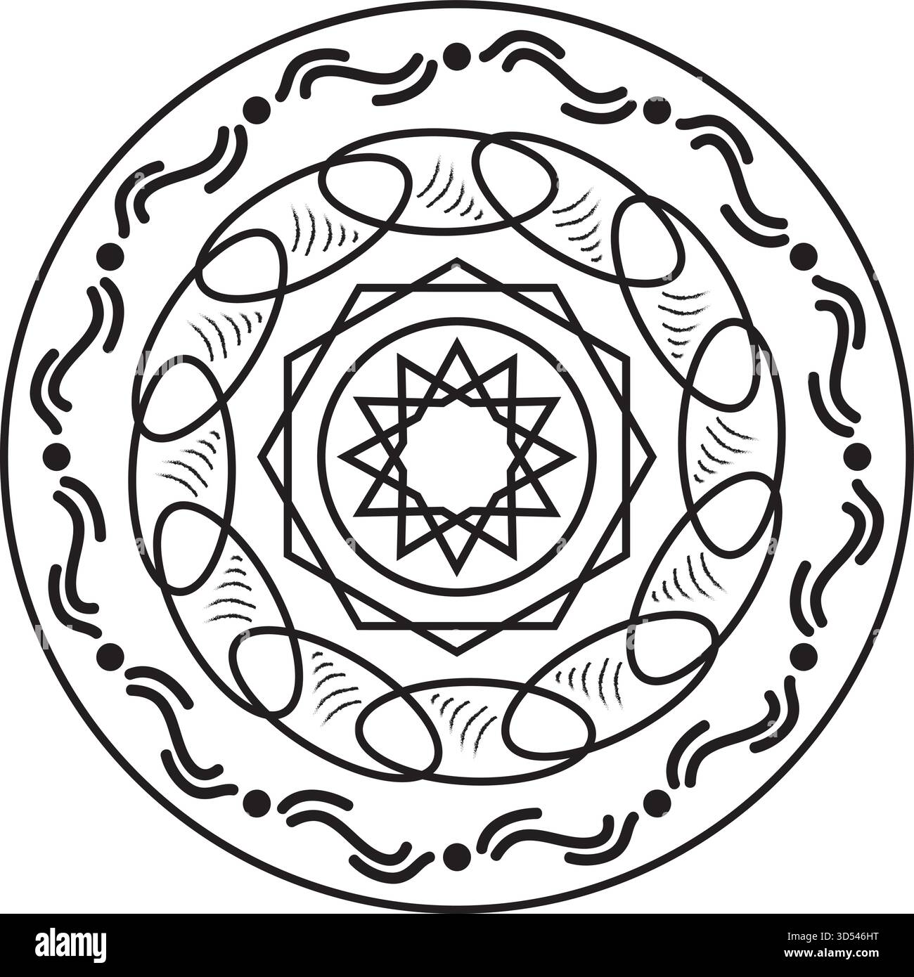 Skalierbares geometrisches Mandala-Vektor-Asset für kommerzielles Drucken. Stock Vektor