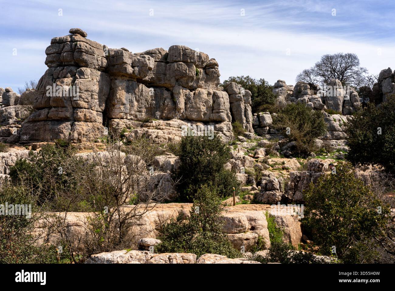 Kalksteinformationen im Naturschutzgebiet El Torcal de Antequera in Spanien Stockfoto