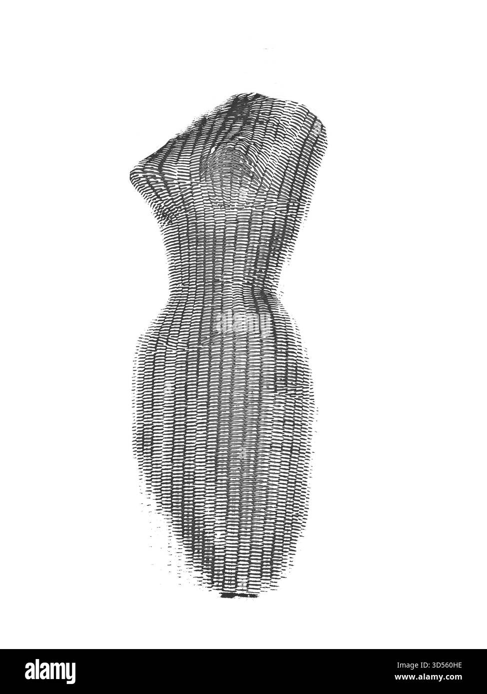 Stil, Mode und künstlerisches Design in weiblicher Form. Das Design ist ein gewebtes Material. Schatten bilden sich über dem Oberteil einer formschönen Frau. Stockfoto