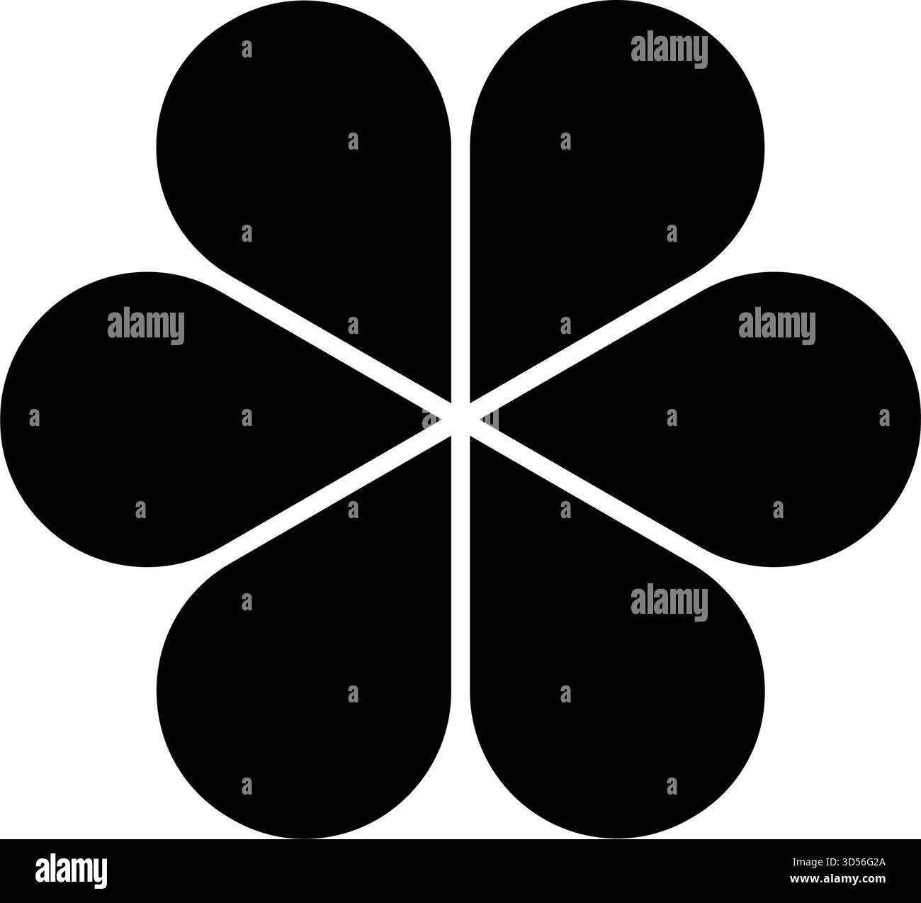 Blumendiagramm mit 6 Blütenblättern. Blume mit sechs Blättern flaches Symbol. Infografik Kreisdiagramm. Tortendiagramm. Rundraddiagramm. Vektorabbildung Stock Vektor