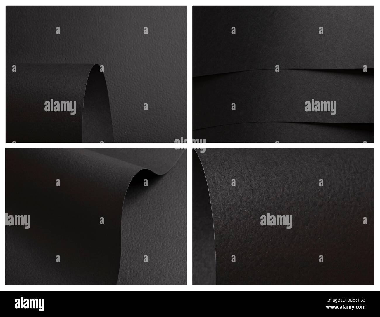 Schwarzer Hintergrund mit Papierstruktur und luxuriöser, dunkler und eleganter Oberfläche. Mit subtilen Falten, rauer Pappe oder Leinwand und Grunge det Stockfoto