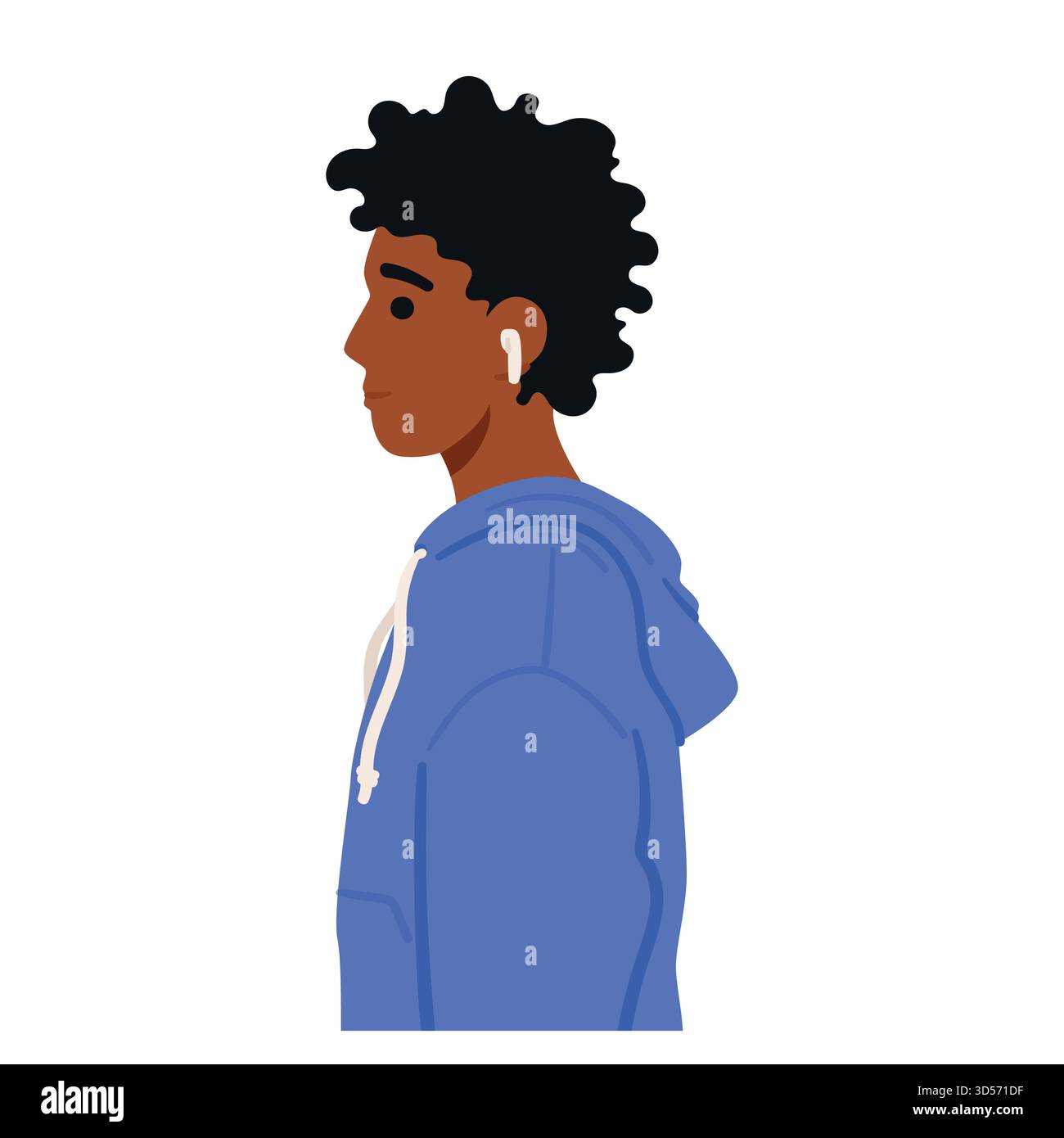 Afrikanischer Teenager männlicher Charakter, der im Profil steht, verströmt jugendliches Selbstvertrauen mit Einer starken, definierten Silhouette, die seine kulturelle Identität und zeigt Stock Vektor