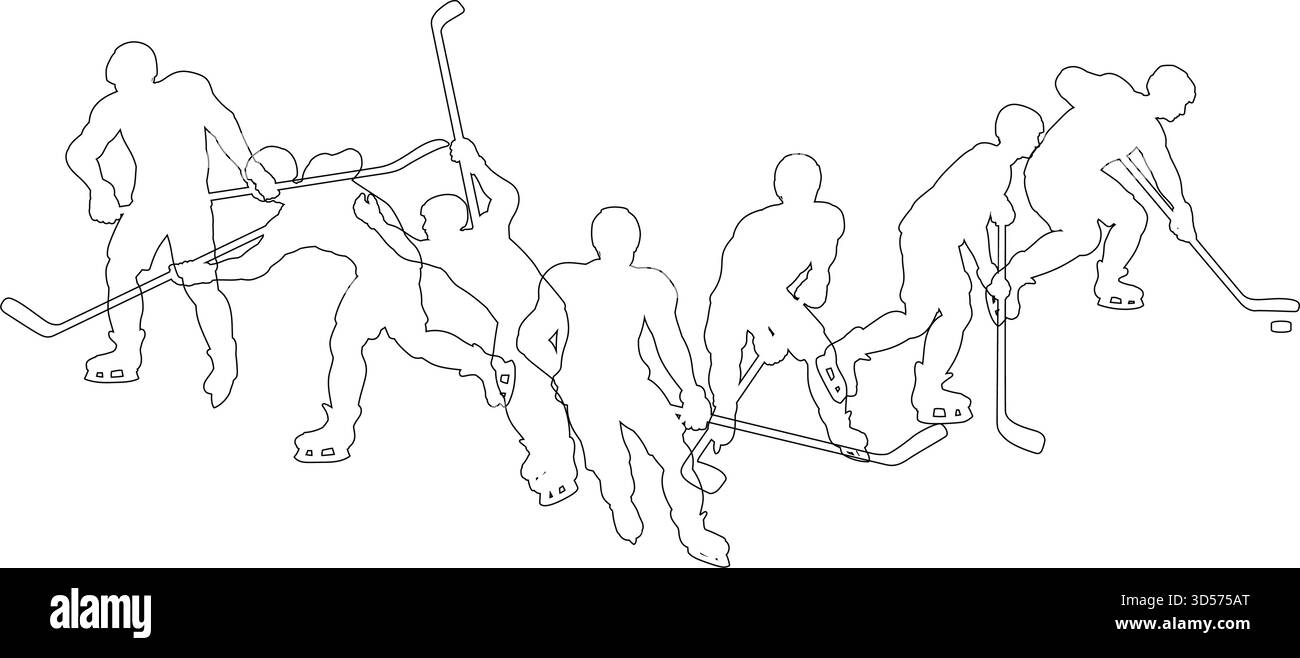 Eishockey Silhouette People Player Silhouetten Stock Vektor