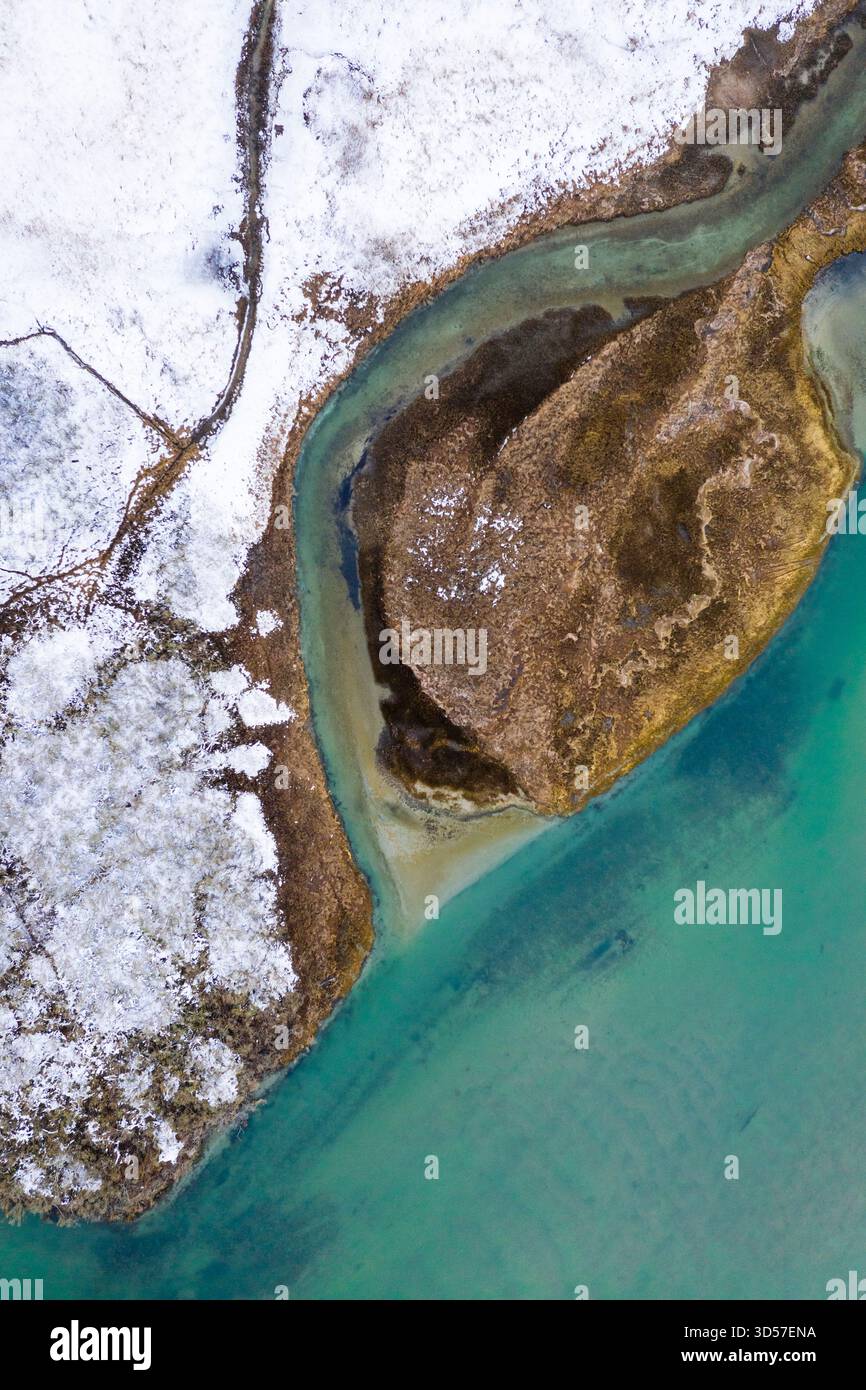 Verschneite Marsh Aerial im Winter Stockfoto