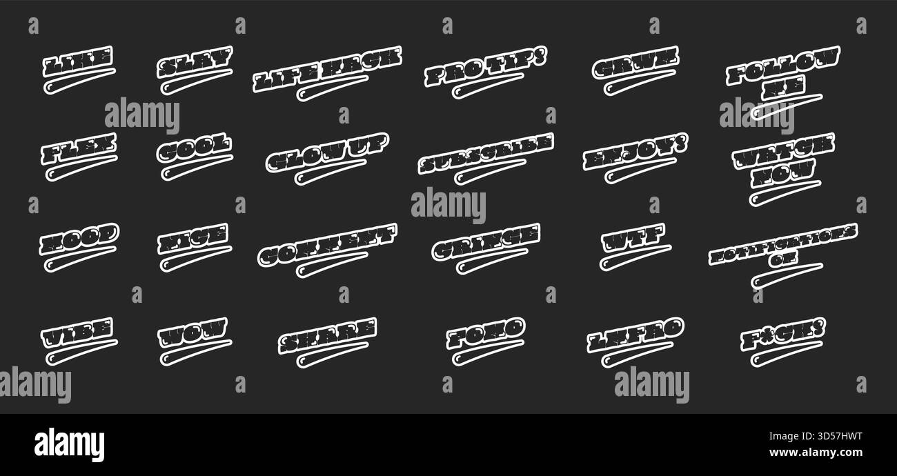 Schwarze Retro-Sätze in sozialen Medien Stock Vektor