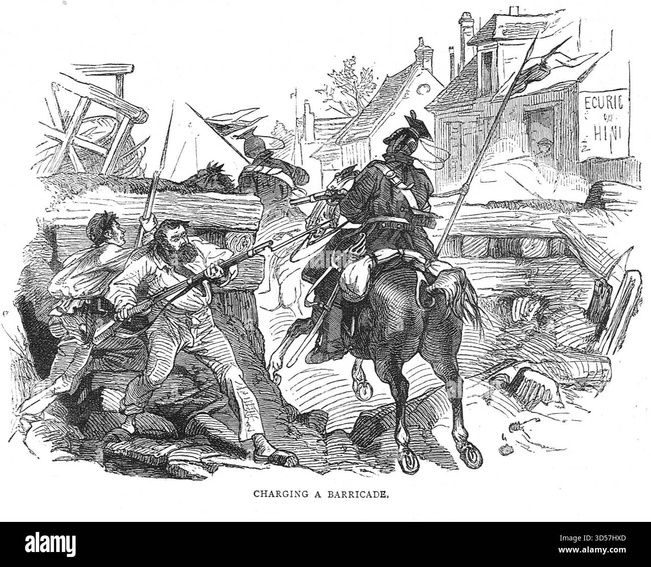 Eine Barrikade während des Deutsch-Französischen Krieges. Stockfoto