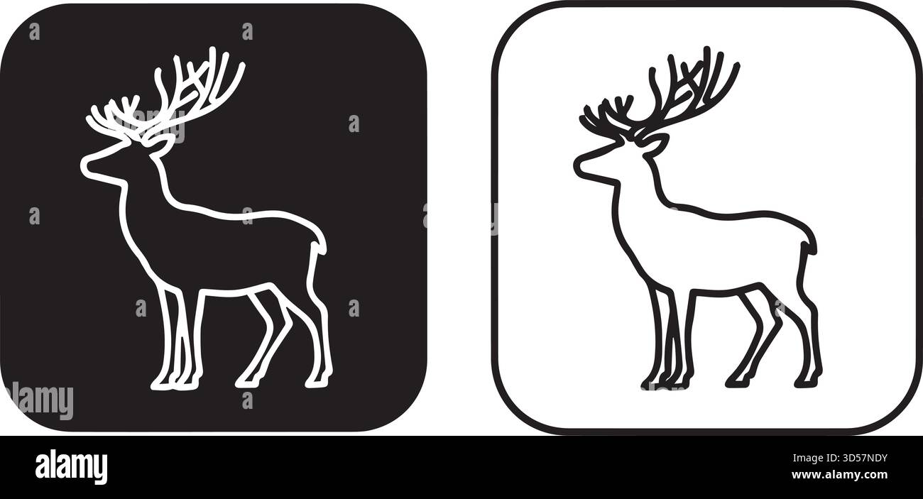 Hirsch- oder Hirschlinie-Symbol Vektor-Designelement für Wildlife-Logo oder UI-Schnittstelle Stock Vektor