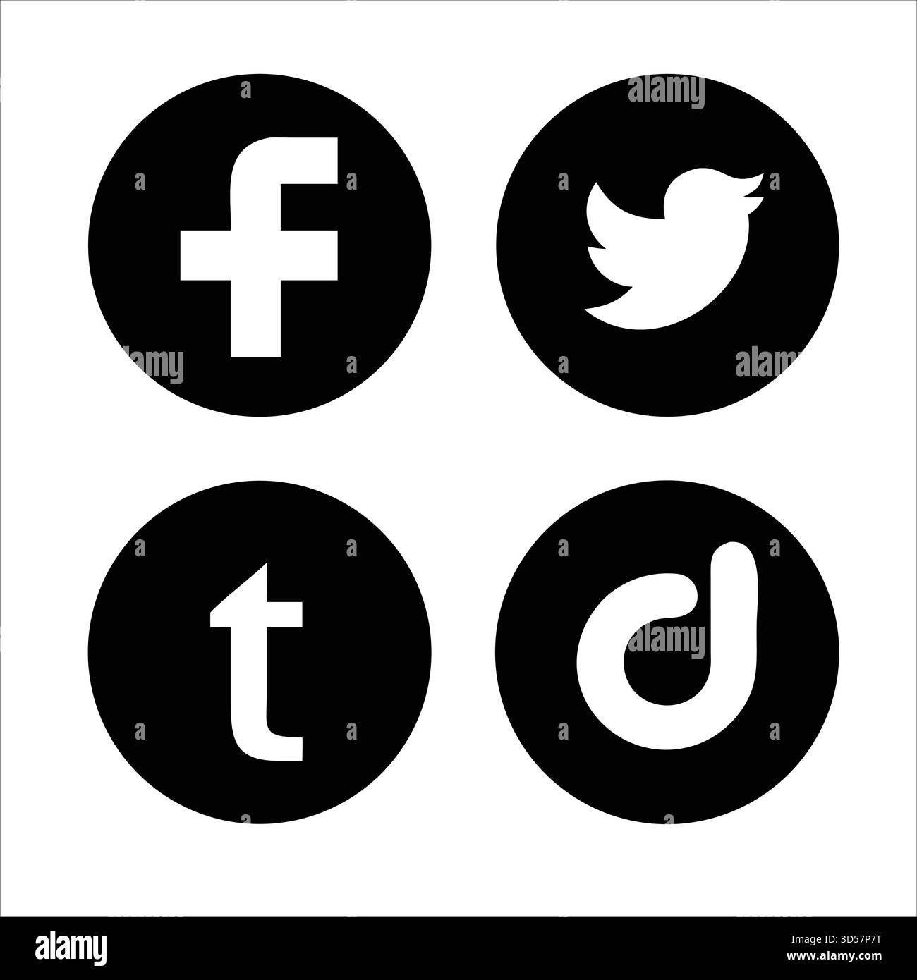 Moderne flache Symbole für soziale Medien – Facebook, Instagram, Twitter, LinkedIn & TikTok Pack Stock Vektor