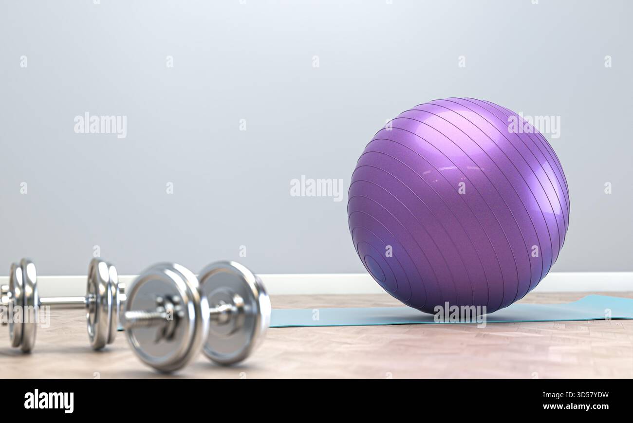 3D Fitnessgeräte für Heimtraining Stockfoto