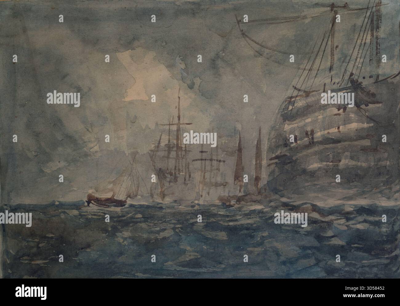 A First Rate Taking on Supplies, Aquarellskizze von J.M.W. Turner 1818 Stockfoto