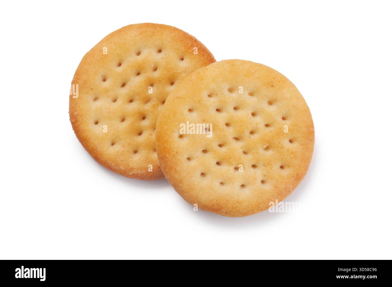 Studio-Aufnahme mit herzhaften Mini-Cheddar-Keksen mit Geschmack vor weißem Hintergrund Stockfoto