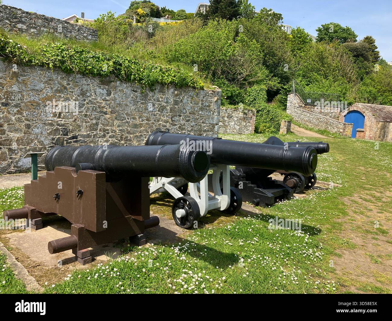 Kanalinseln. Guernsey. Fort George. Kanonen. Stockfoto