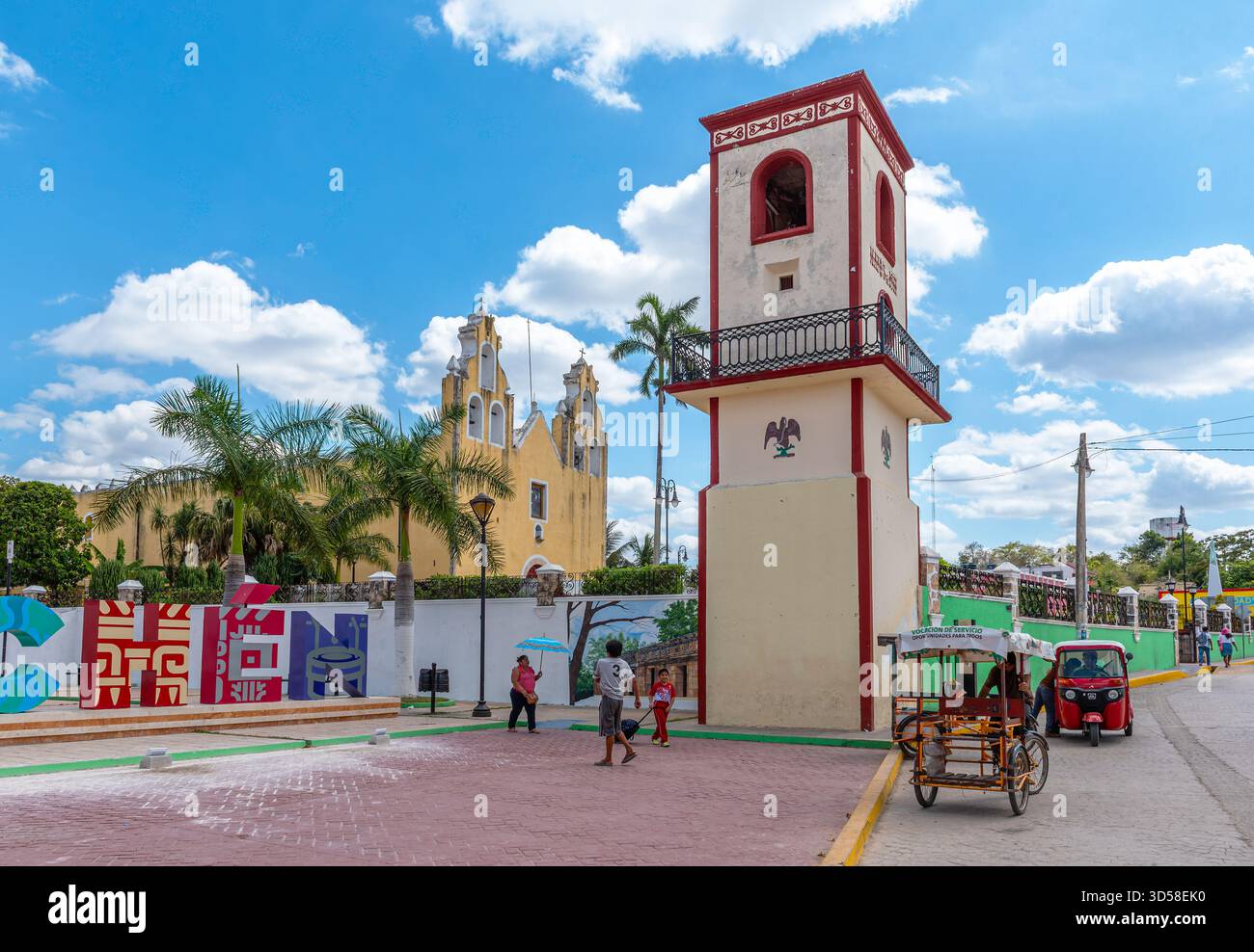 Katholische Kirche im historischen Zentrum von Hopelchen, Campeche, Mexiko Stockfoto