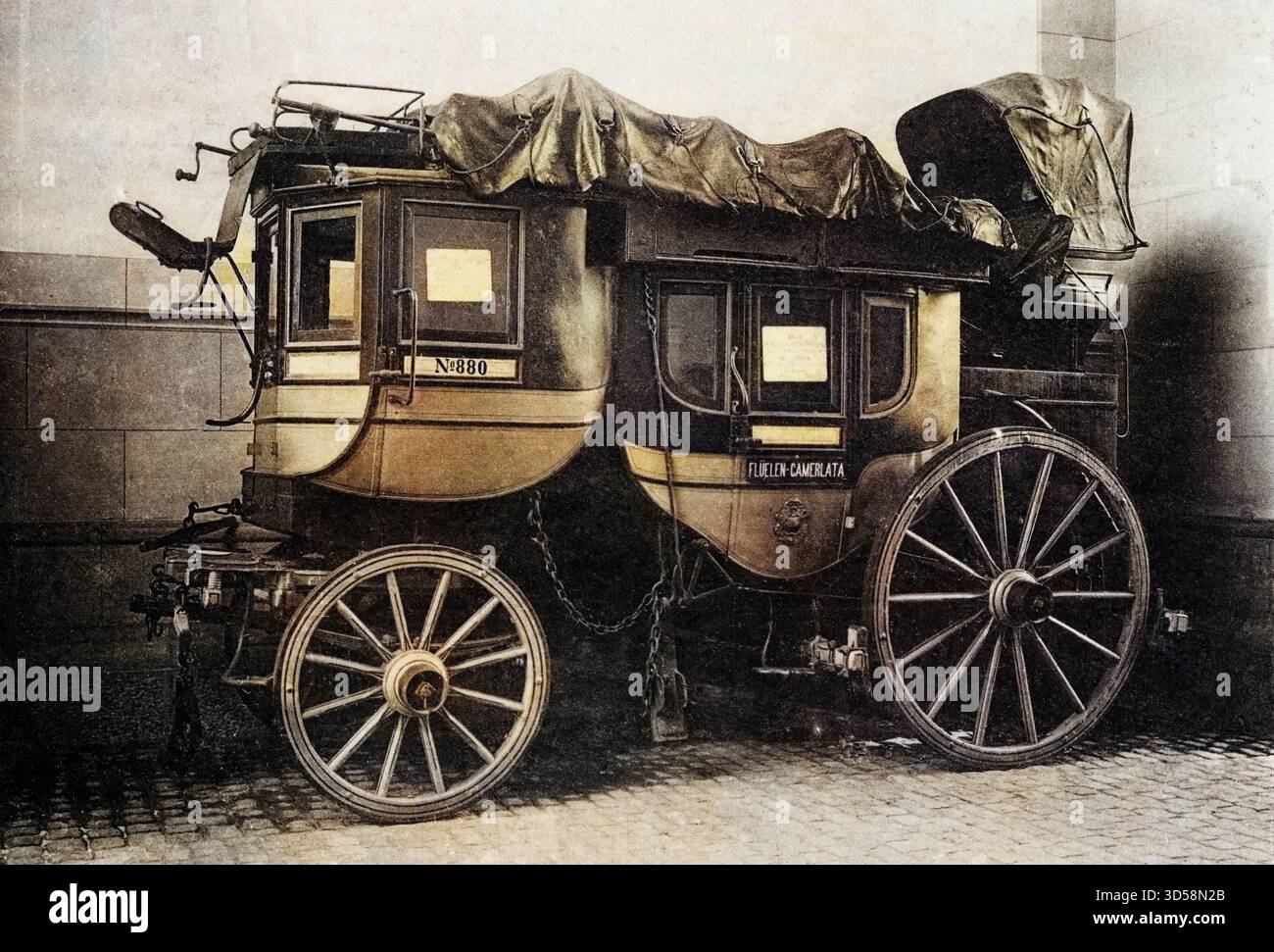 Vintage; alte Postkutsche, Zürich, Schweiz, 1900er Jahre Stockfoto