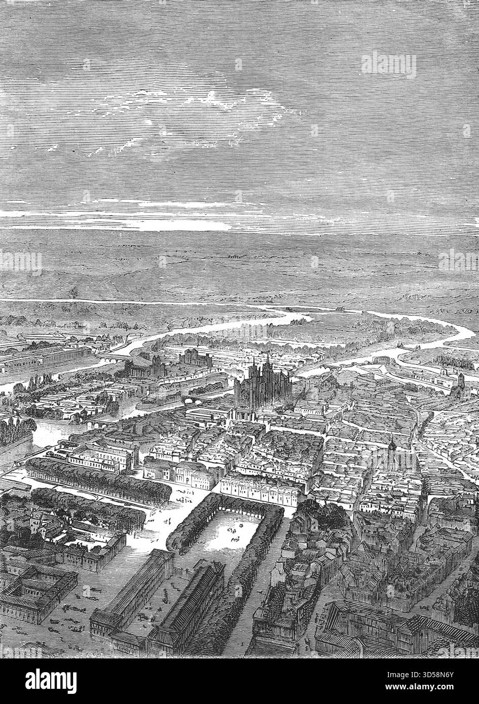 Draufsicht auf Metz im Jahre 1870 während des Deutsch-Französischen Krieges. Stockfoto