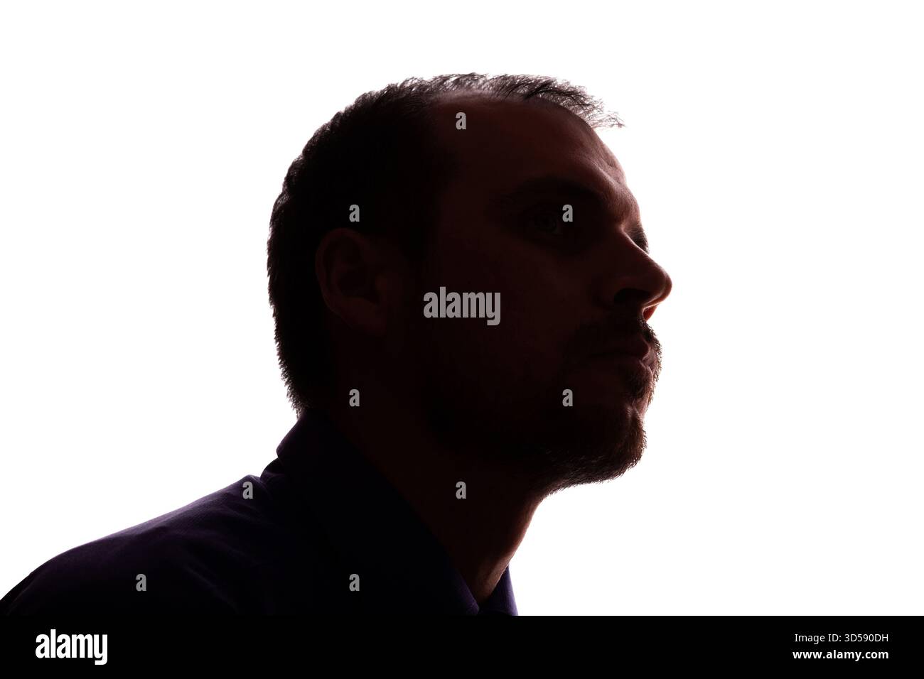 Mann junger unrasierter Geschäftsmann Geschäftskleidung Silhouette - auf weißem Hintergrund isolieren Stockfoto