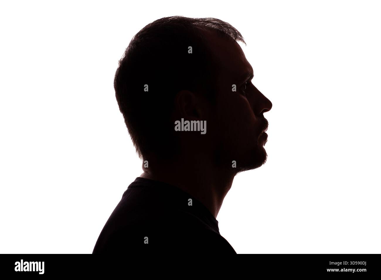 Mann junger unrasierter Geschäftsmann Geschäftskleidung Silhouette - auf weißem Hintergrund isolieren Stockfoto