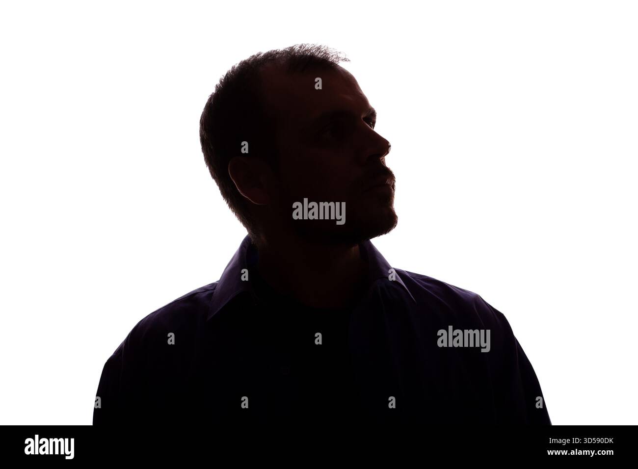 Mann junger unrasierter Geschäftsmann Geschäftskleidung Silhouette - auf weißem Hintergrund isolieren Stockfoto