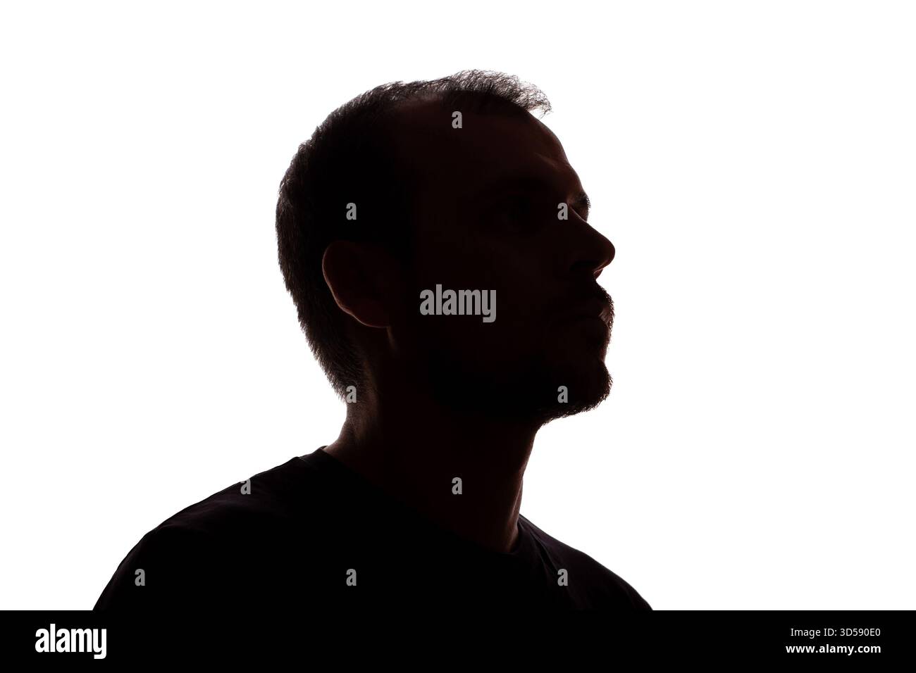 Mann junger unrasierter Geschäftsmann Geschäftskleidung Silhouette - auf weißem Hintergrund isolieren Stockfoto