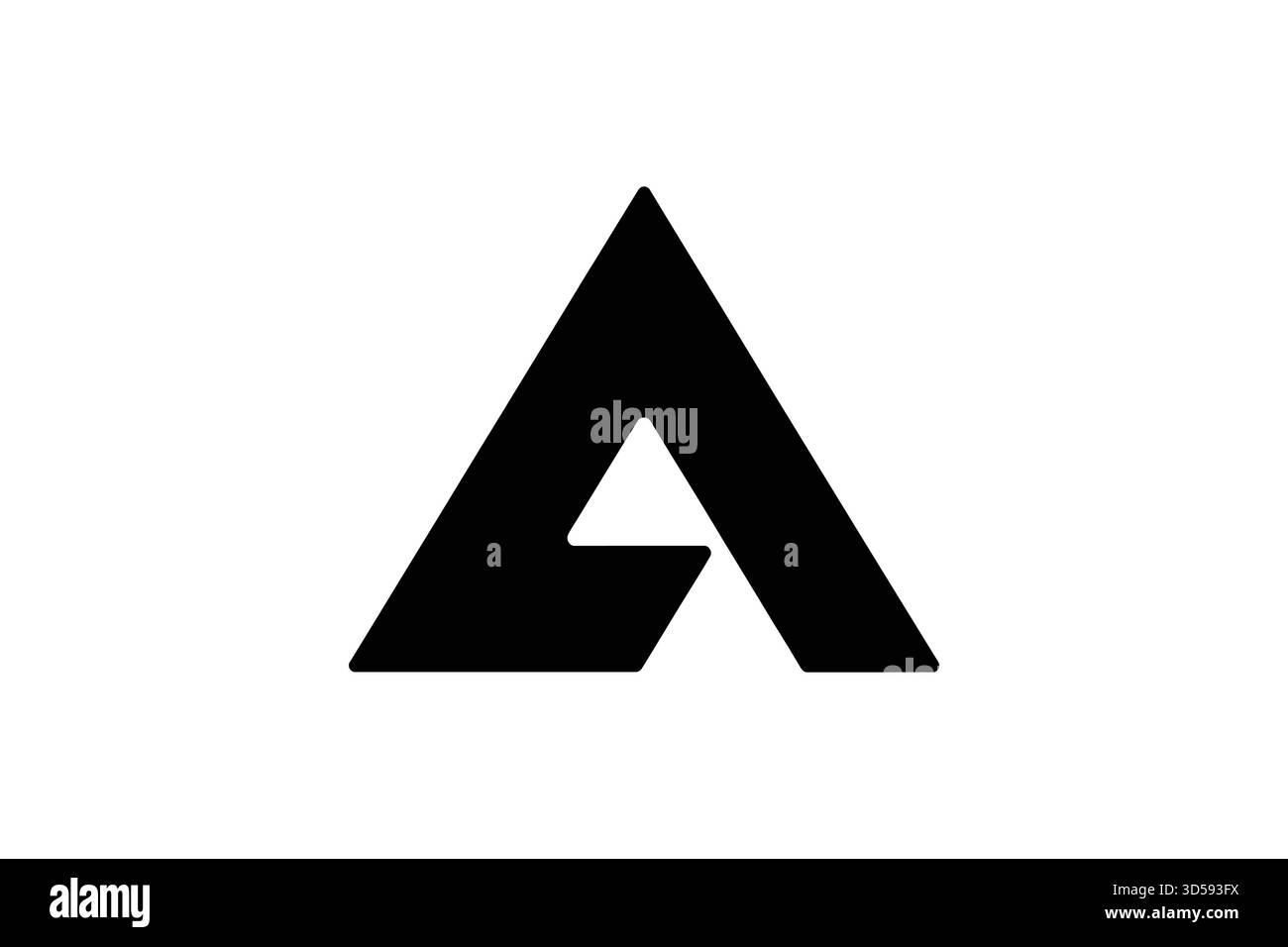 Ein minimalistischer, auffälliger schwarzer Buchstabe, Ein Logo mit scharfen Winkeln und einer modernen, geometrischen Ästhetik auf weißem Hintergrund. Stock Vektor