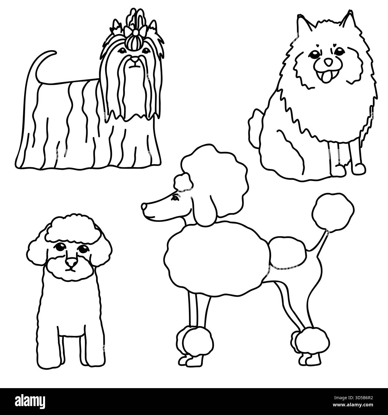 Hand gezeichneter Vektor-Kritzelsatz mit verschiedenen niedlichen Hunderassen Stock Vektor