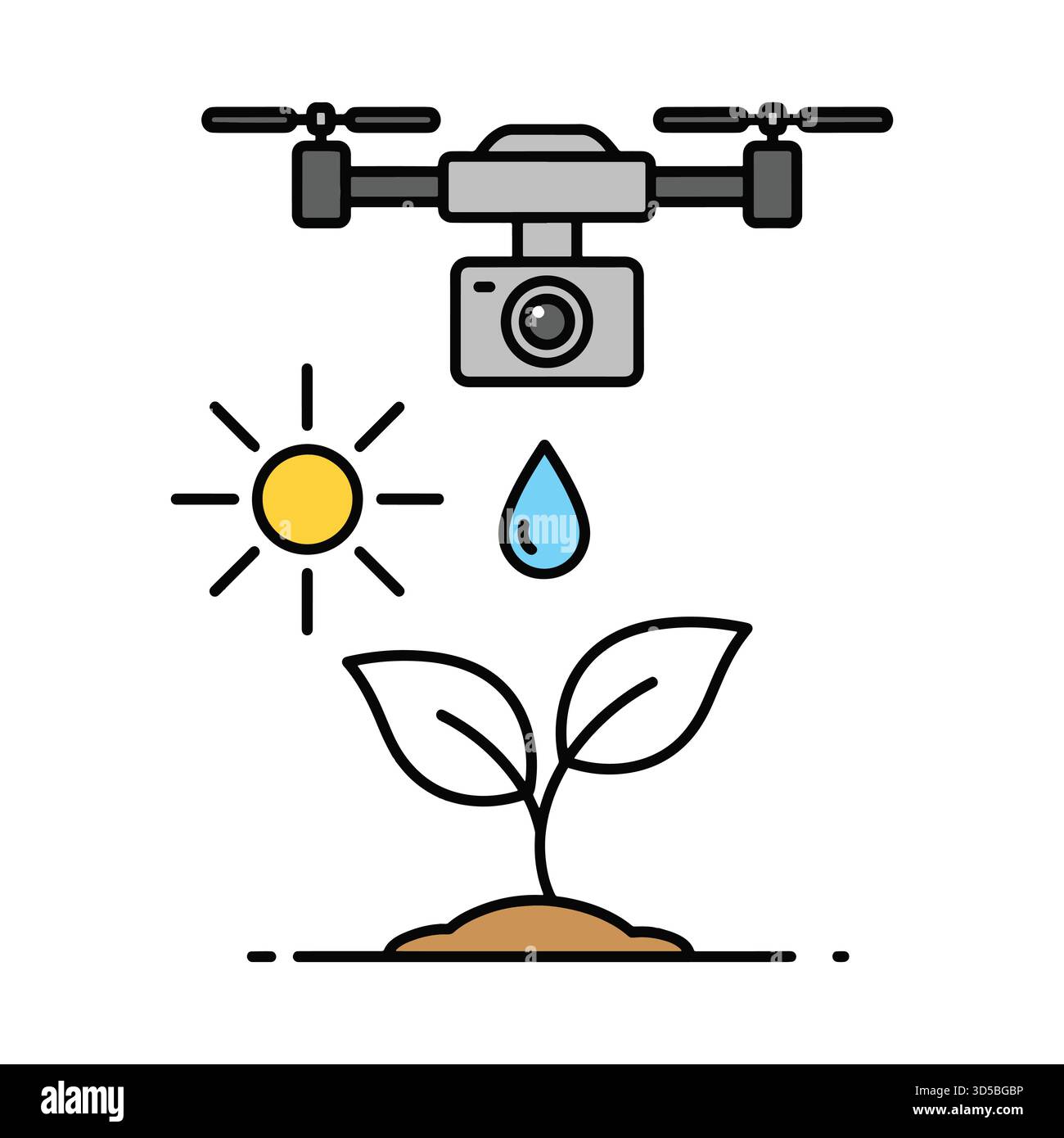 Moderne Landwirtschaft und nachhaltige Landwirtschaft mit Drohnentechnologie Illustration Stock Vektor