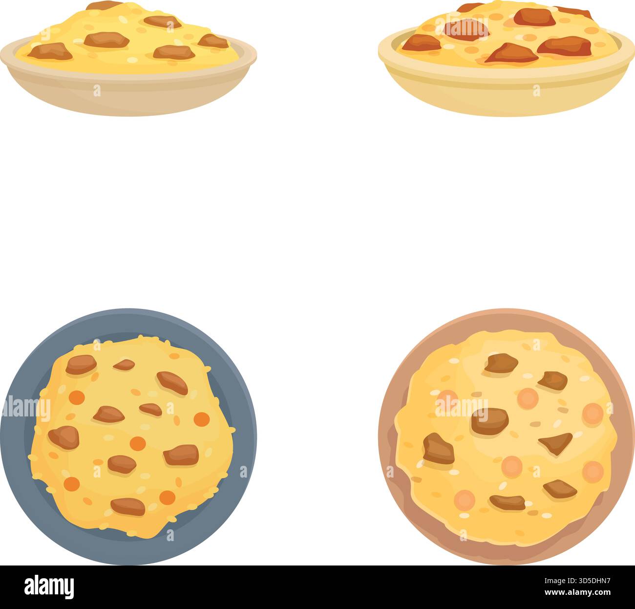 Sammlung von vier Vektorillustrationen mit verschiedenen hausgemachten Cookies Stock Vektor