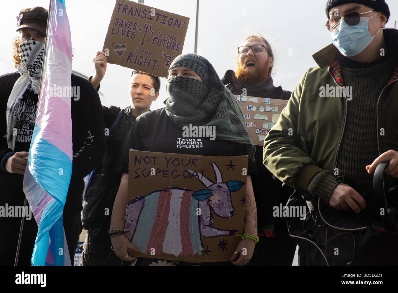 Trans Rights Protestiert Senedd Stockfoto