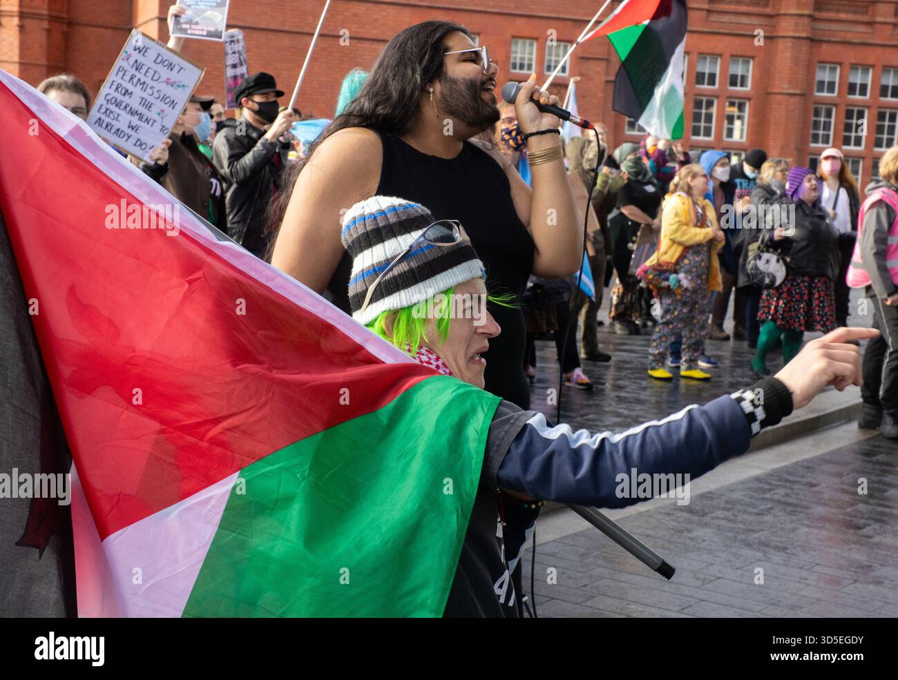 Trans Rights Protestiert Senedd Stockfoto
