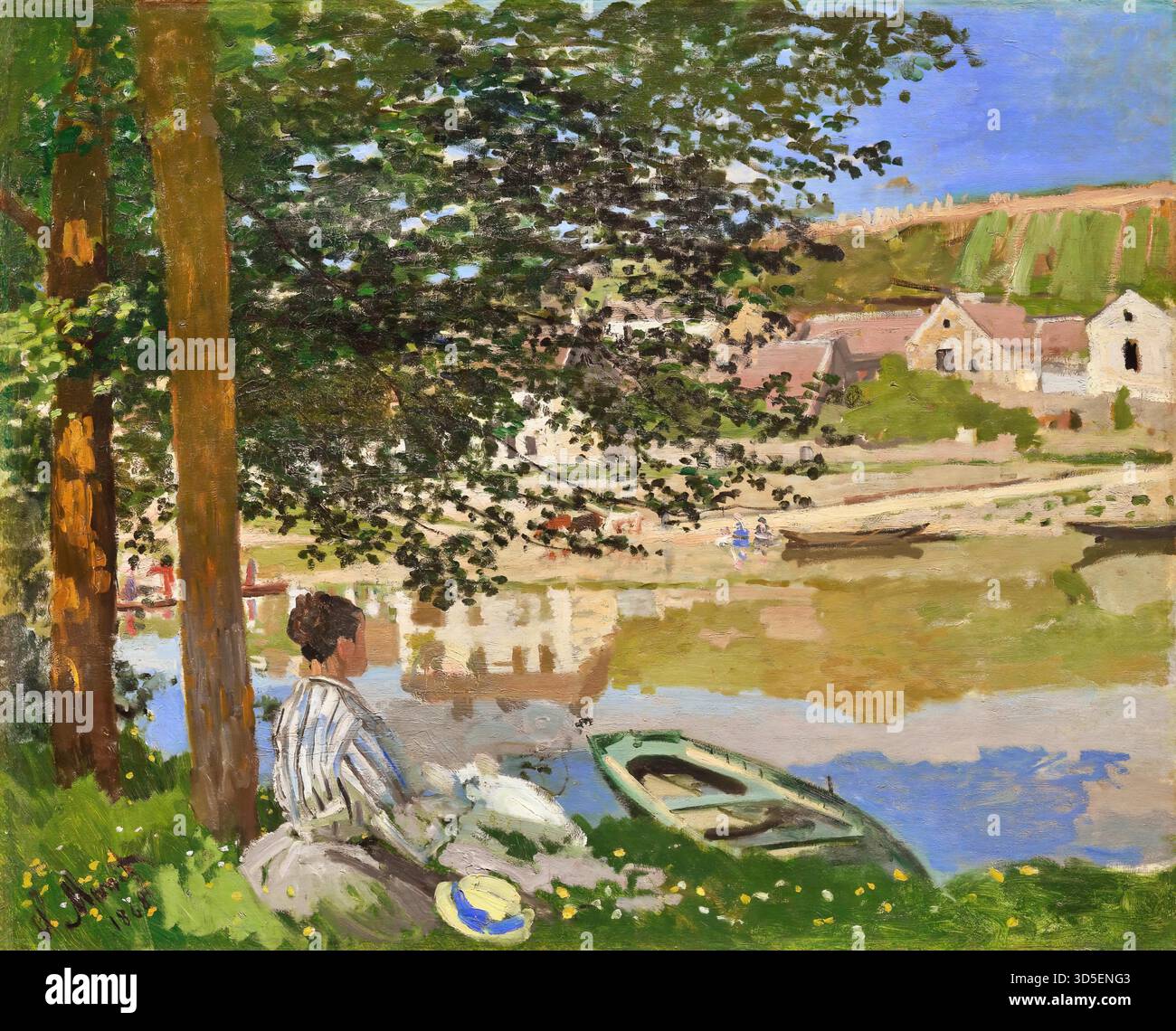 Am Ufer der seine, Bennecourt, 1868 von Claude Monet Stock Vektor