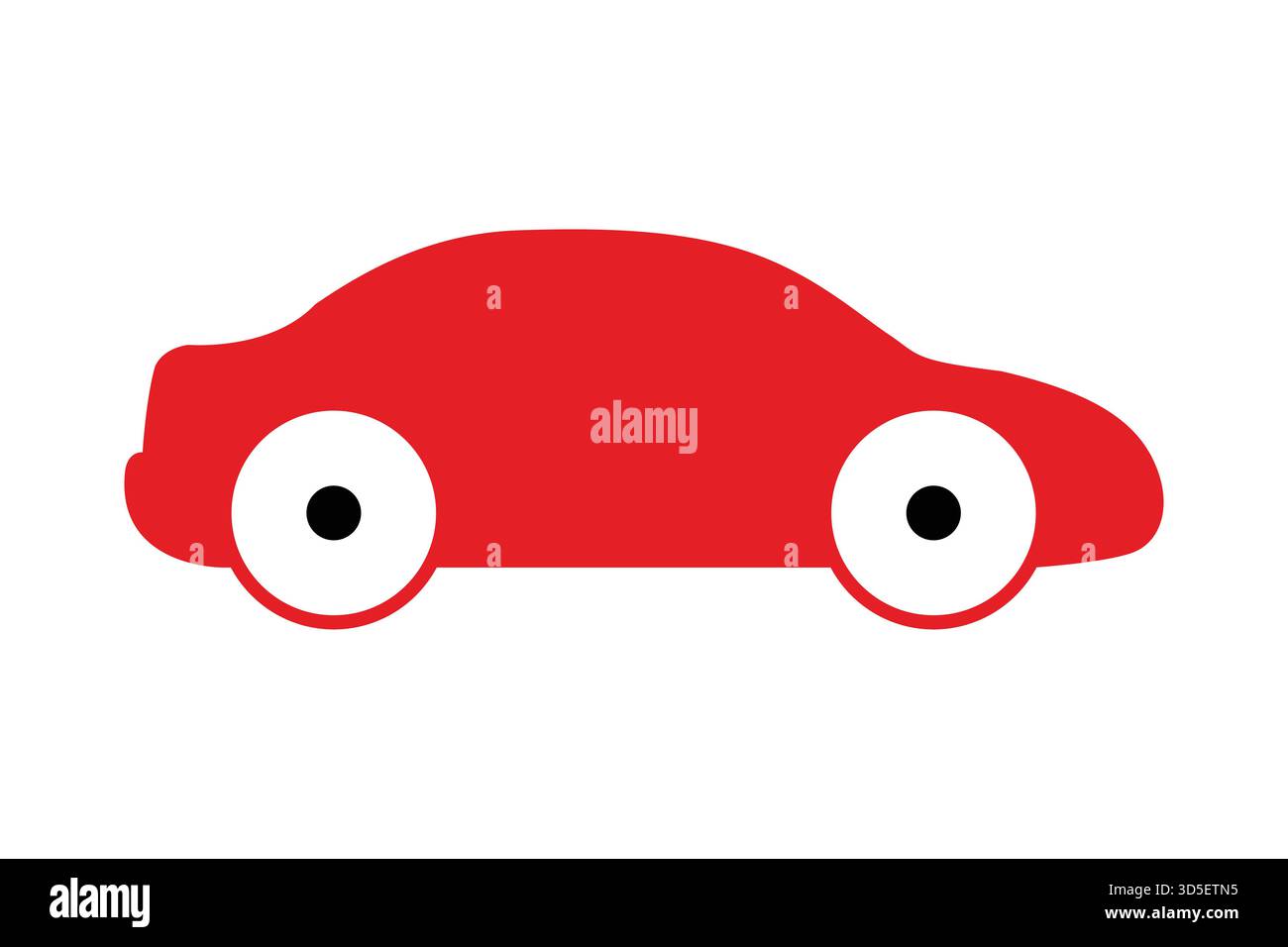 Einfache rote Zeichentrickauto-Symbol, Kinder Spielzeug Fahrzeug Illustration isoliert auf weißem Hintergrund, Vektor Stock Vektor
